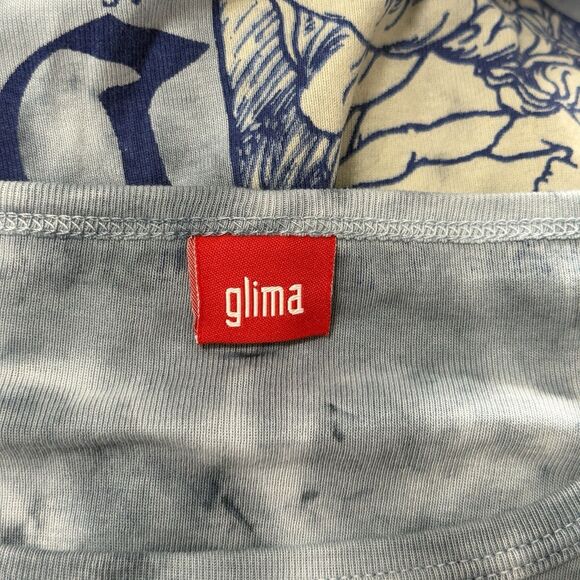 Vtg Y2K Glima 3/4 Sleeve Baby Tee Womens XL Blue Graphic Carpe Diem Grunge 90s - Picture 8 of 10